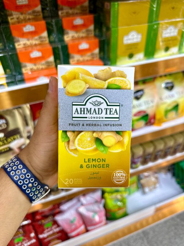 چای احمد Ahmad Tea با طعم لیمو و زنجبیل infusion lemon & ginger پک 20 تایی