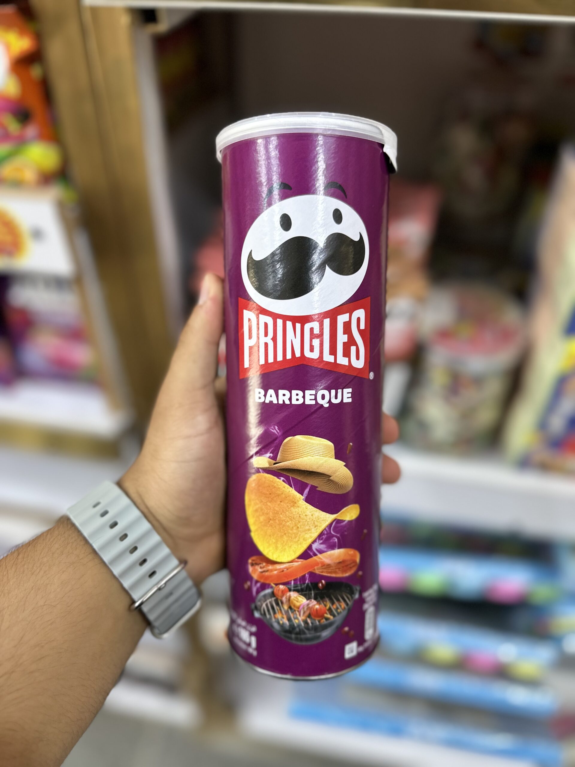 چیپس پرینگلز pringles مدل باربیکیو barbeque وزن 165 گرم