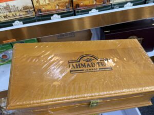 چای احمد Ahmad Tea مدل جعبه چوبی چای Wooden tea box پک 100 تایی
