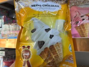 بیسکویت قیفی براوو چاکلت BRAVO CHOCOLATE مدل شکلات سفید White Chocolate وزن 300 گرم