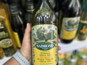 روغن زيتون شيشه 1 ليتر سابروسو Sabroso مدل Pomace Olive Oil Extra Virgin Olive Oil